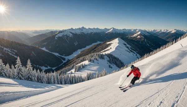 Glisse et panoramas sur les sommets enneigés